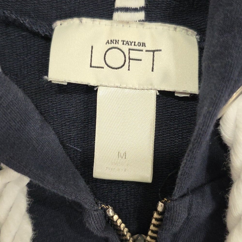LOFT Navy and White Hooded Sweatshirt. Size M - Picture 3 of 4